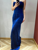 Elegant Sexy Royal Blue Sweetheart Neck Velvet Long Prom Dress Evening Dress