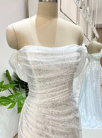 Elegant Sheath Off The Shoulder Sequin Slit Prom Dress Birthday Outfits With Ruffles