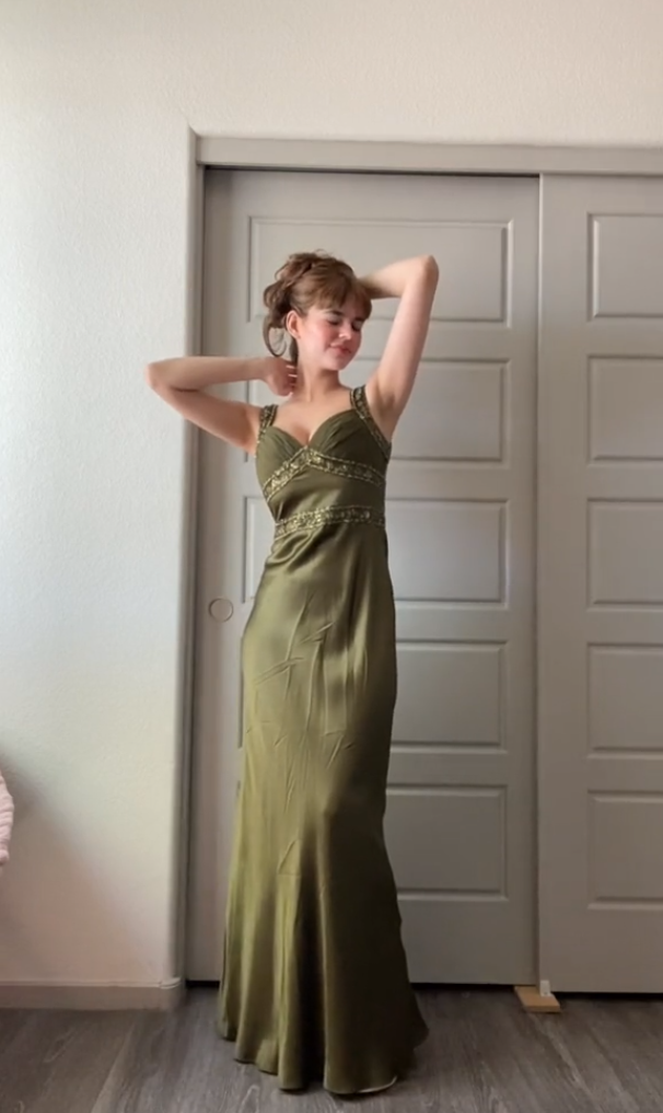 Elegant Sheath Olive Green Prom Dresses Long Formal Dress Secondary image