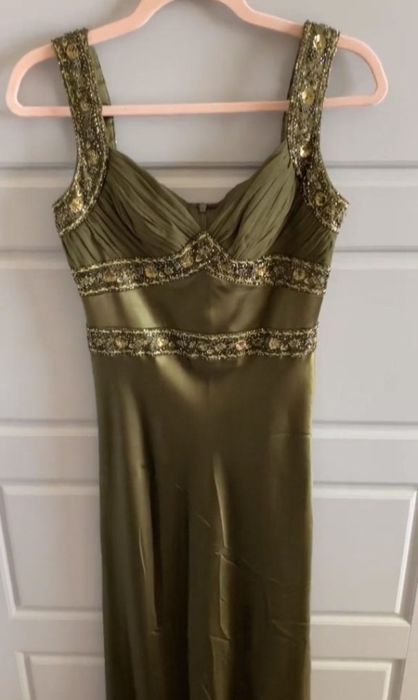 Elegant Sheath Olive Green Prom Dresses Long Formal Dress