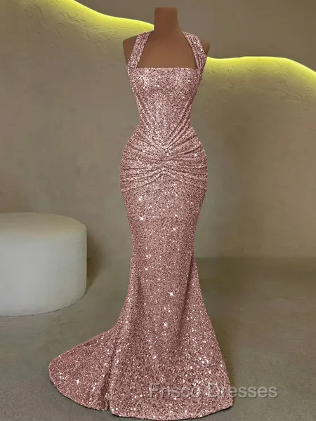 Elegant Sheath Straps Pleated Sweep Train Corset Prom Dress