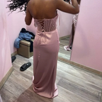 Elegant Sheath Sweetheart Sequin Pink Satin Slit Prom Dresses Evening Dress