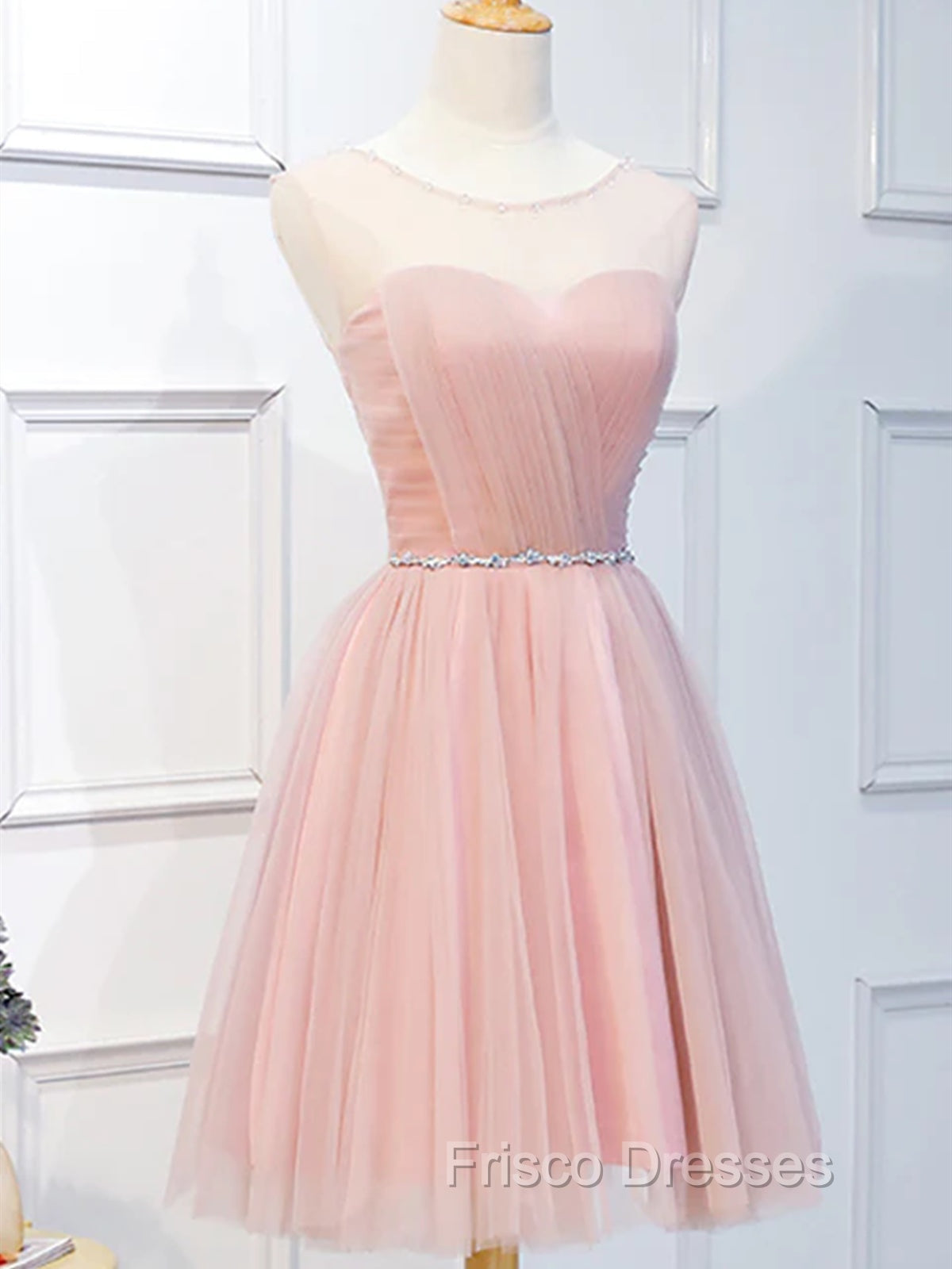 Elegant Short Pink Tulle Formal Prom Dress, Short Pink Tulle Formal Homecoming Dress Secondary image