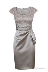 Elegant Short Silver Cap Sleeves Mother Of The Bride Dress Homecoming Dress