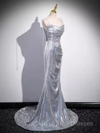 Elegant Silver Sequin Mermiad Formal Prom Dress Long Formal Dress