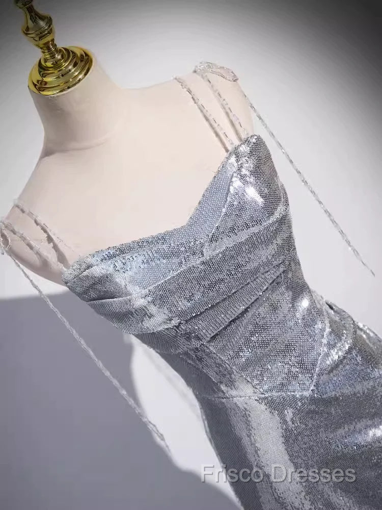 Elegant Silver Sequin Mermiad Formal Prom Dress Long Formal Dress
