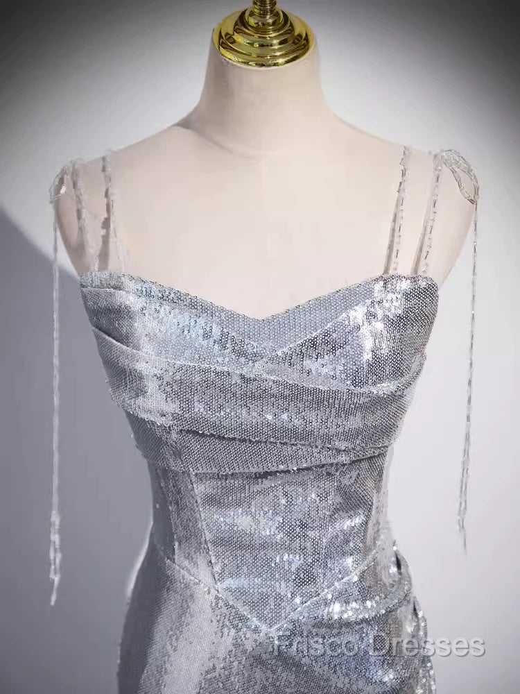 Elegant Silver Sequin Mermiad Formal Prom Dress Long Formal Dress