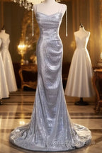 Elegant Silver Sequin Mermiad Formal Prom Dress Long Formal Dress
