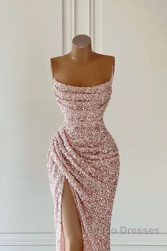 Elegant Strapless Mermaid Sequins Formal Prom Dress Birthday Outfits Secondary image