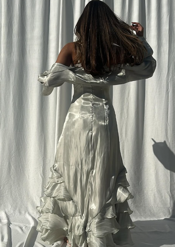 Elegant Straps Pleated Ruffles Long Prom Dress Evening Gown