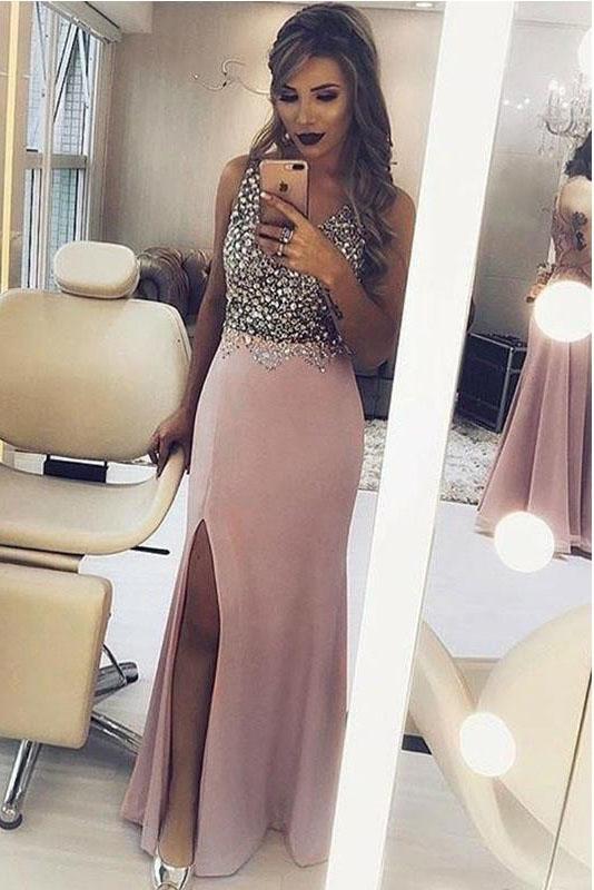Sparkly Beaded Split Side Mermaid Sexy Prom Dresses, Formal Evening Dresses Main image