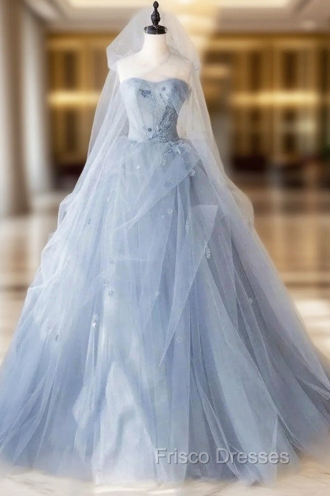 Elegant Sweetheart Formal Prom Dress A-Line Tulle Floor Length Quinceanera Dress