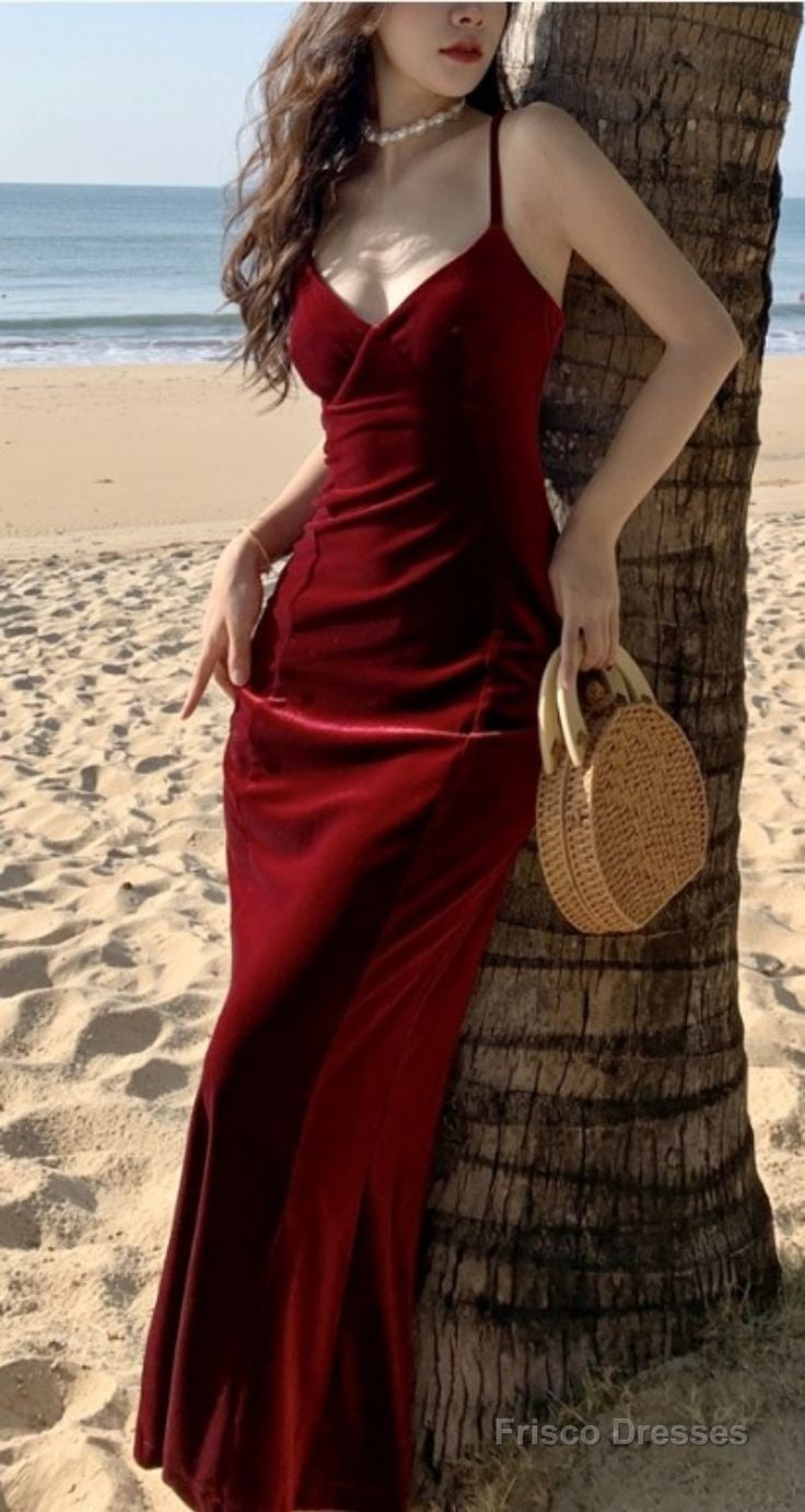 Elegant Sweetheart Spaghetti Straps Long Evening Dress Velvet Prom Dress Secondary image