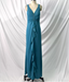 Elegant Teal Blue V-Neck Ruffled Beaded Chiffon Long Prom Dress Evening Dress