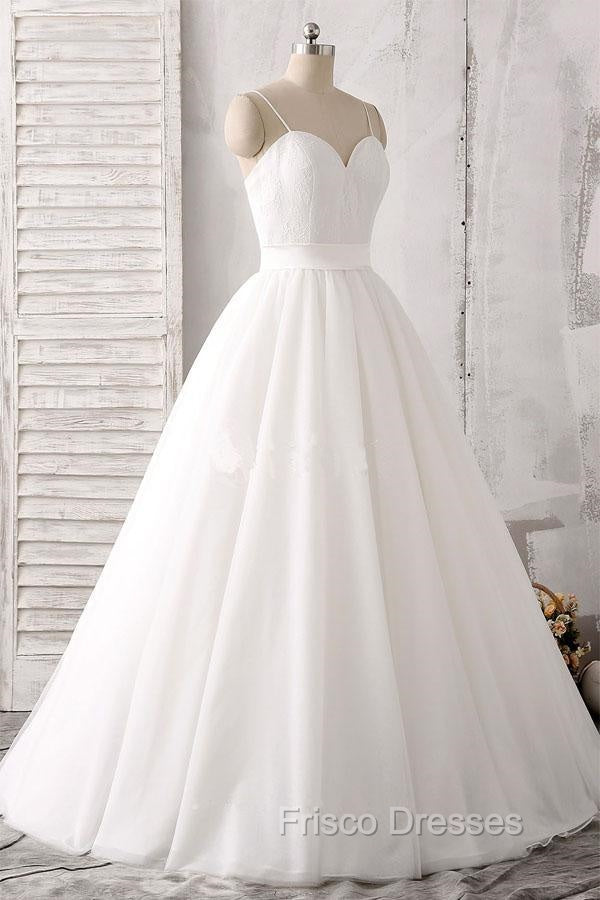 Elegant Thin Shoulder Straps Sweet Floor Mopping White Satin And Floor Length Wedding Dress Secondary image
