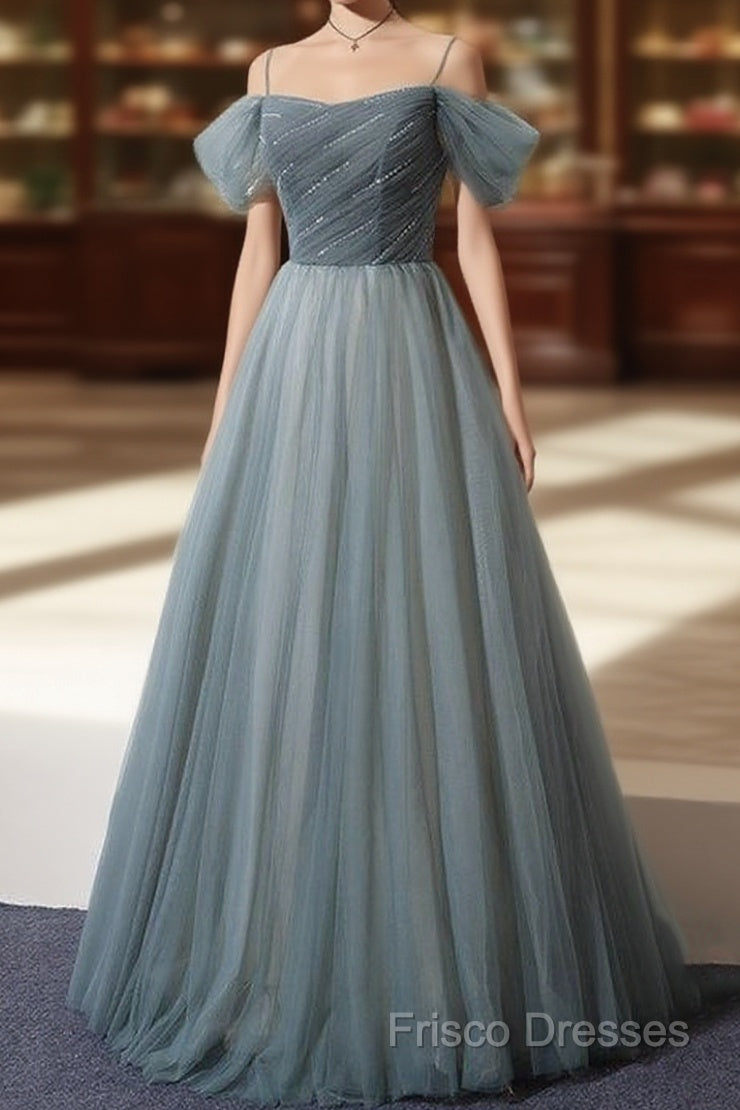Elegant Tulle Long A Line Formal Prom Dress, Formal Dress