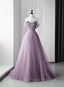 Elegant Tulle Long Party Dress with Flowers, A-line Tulle Evening Dress Formal Prom Dress