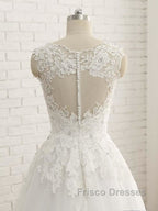 Elegant V-Neck Lace Ball Gown Wedding Dress