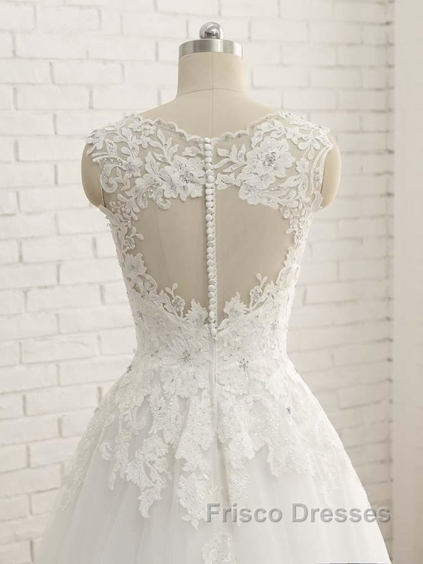 Elegant V-Neck Lace Ball Gown Wedding Dress