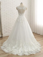 Elegant V-Neck Lace Ball Gown Wedding Dress