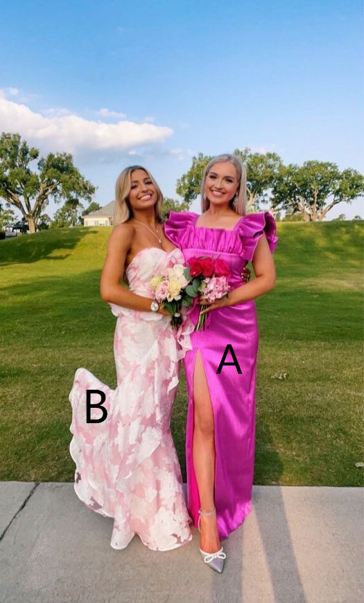 Pink And White Strapless Mermaid Long Prom Dress Secondary image