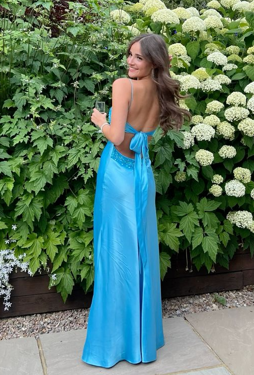 Elegant V-Neck Spaghetti Memriad Long Prom Dress
