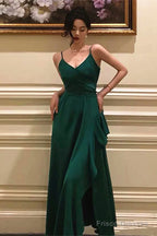 Elegant V-Neck Spaghetti Strap Split Side Party Dress, High Low Prom Dress