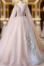 Elegant V-Neckline Champagne Tulle V-Neckline Formal Prom Dress, Party Dress