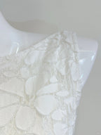 Elegant White A-Line Round Neck Lace Pattern Prom Dress Evening Dress Bridesmaid Dress