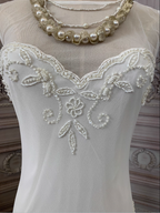 Elegant White Mermaid Sleeveless Beaded Chiffon Long Prom Dress Evening Dress