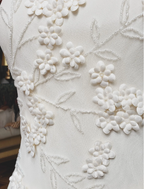 Elegant White Mermaid Spaghetti Strap U-Neck 3D Foral Embroidery Chiffon Prom Dress Evening Dress