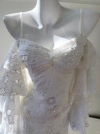 Elegant White Mermaid Strapless Off-The-Shoulder Lace Long Prom Dress Evening Dress