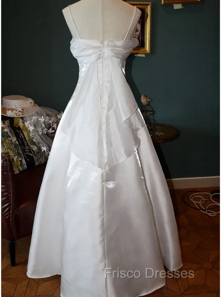 Elegant White Satin Spaghetti Straps Formal Prom Dress Fairy A Line Princess Dress Evening Gown Secondary image