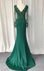 V-Neck Lace Top Mermaid Long Formal Prom Dress