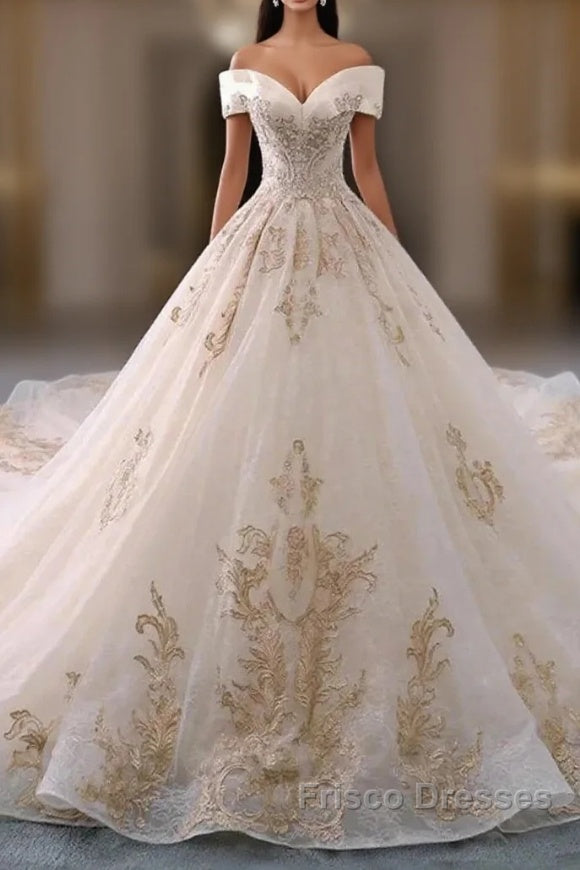 Embroidered Off-The-Shoulder Wedding Dress Main image