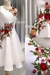 Embroidery ,Flowered,A-Line, Homecoming Dress, Short Party Dresses,Evening Dress