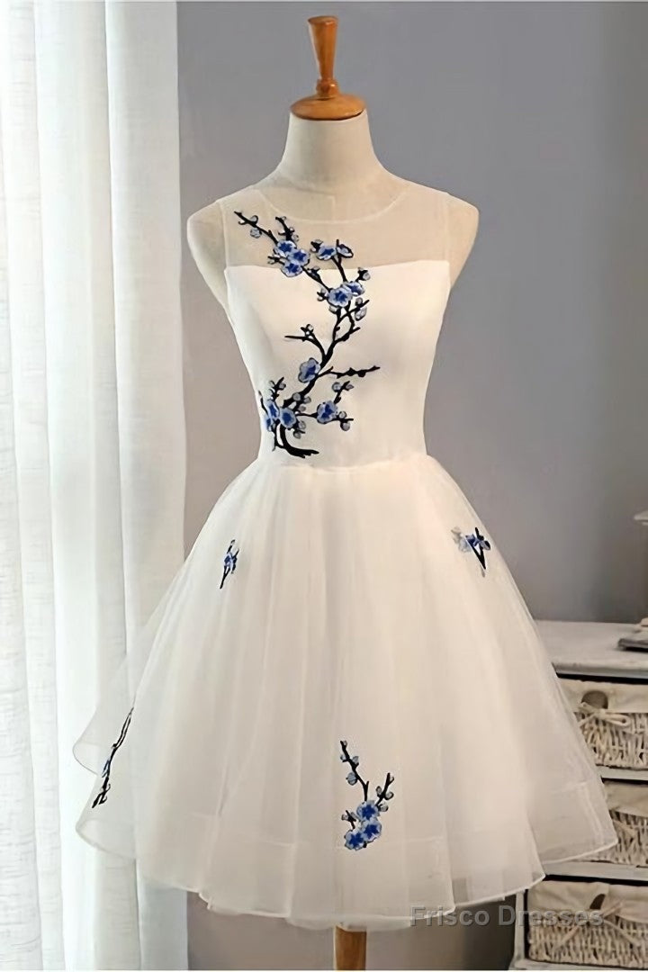 Embroidery Flowers Cheap Short Homecoming Dress Prom Dresses,Formal Dress Main image