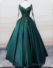 Emerald Green Long Sleeve Quinceanera Dresses Ball Gown Plus Size 15 Junior Prom Dress