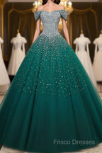 Emerald Green Sequin Formal Prom Dress Beaded Quinceanera Dress, Sweet 16 Dress