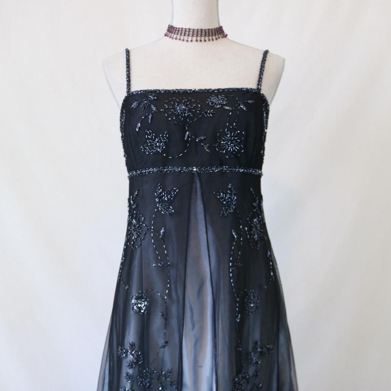 Empire Dress Vintage Silver And Black Glitter Ombre Beaded High-Waisted Long Tulle Prom Dress Evening Dress Party Dress Secondary image