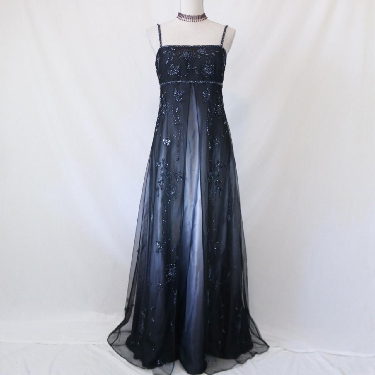 Empire Dress Vintage Silver And Black Glitter Ombre Beaded High-Waisted Long Tulle Prom Dress Evening Dress Party Dress