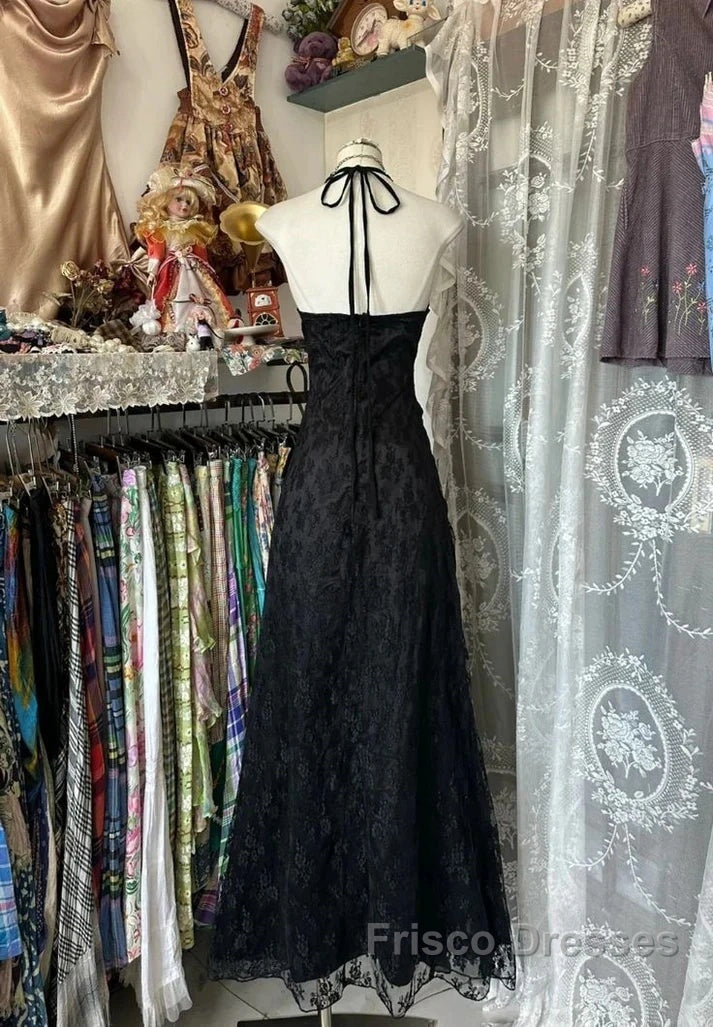 Enchanted Black A-Line Ball Gown Chiffon&Tulle Princess Halter Open Back Design For Galas & Formal Events