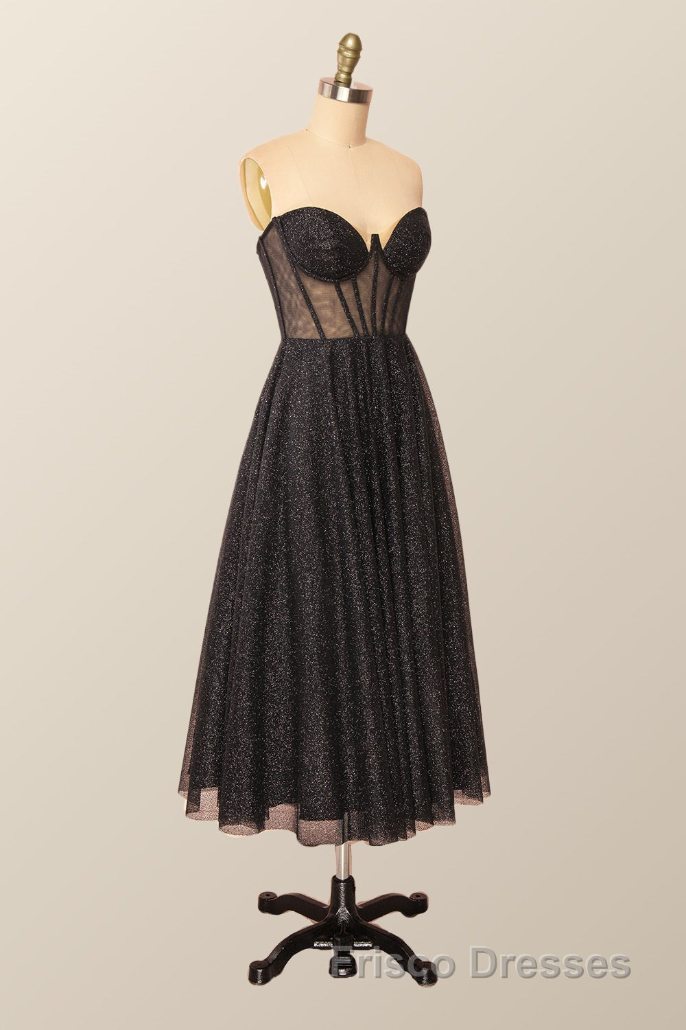 Green Corset A-line Tea Length Dress