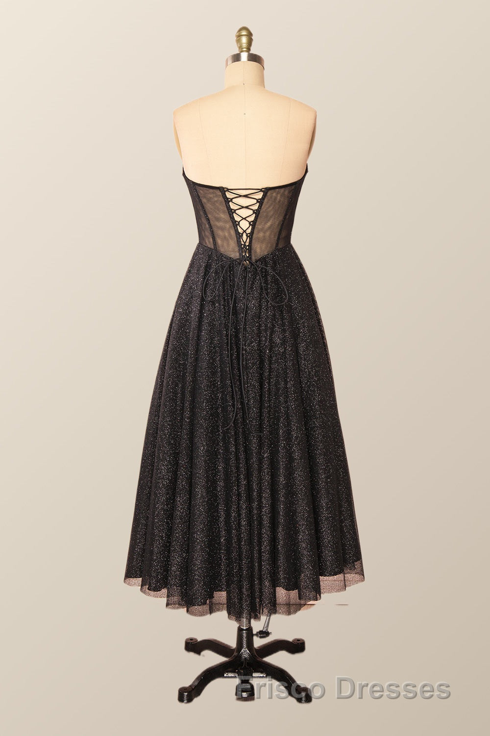 Green Corset A-line Tea Length Dress