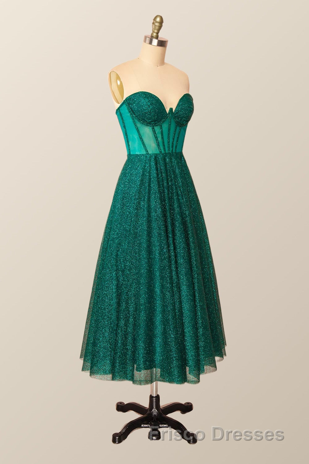 Green Corset A-line Tea Length Dress Secondary image