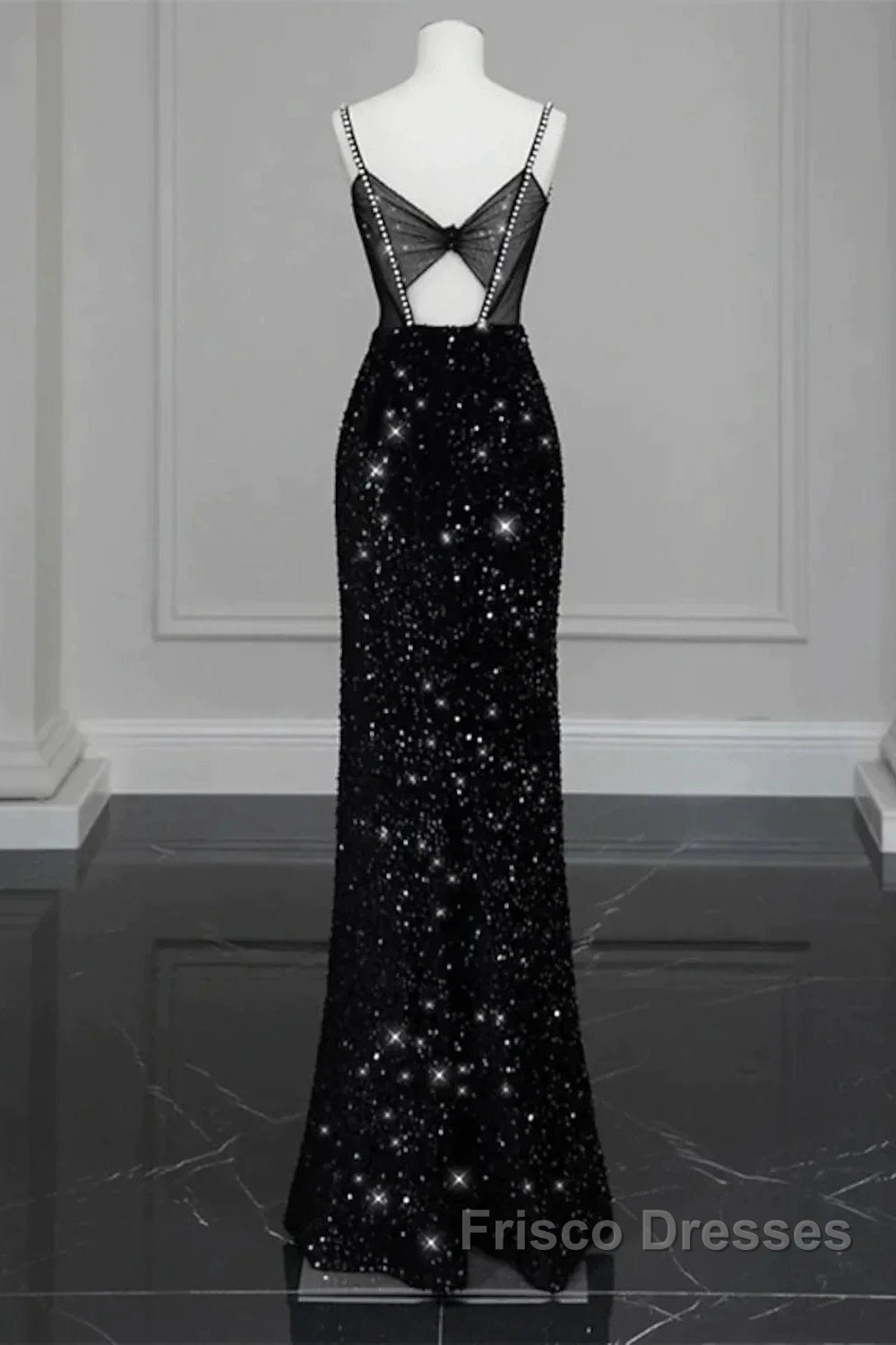 Evening Gown Sexy Dress Formal Floor Length Sleeveless Strap Sequined With Bow(S) Crystals Secondary image