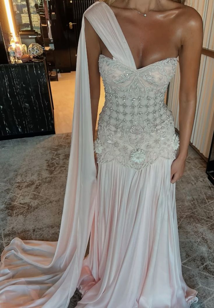 Exquisite Mermaid One Shoulder Pink Chiffon With Silver Beaded Prom Dr Frisco Dresses Exquisite Mermaid One Shoulder Pink Chiffon With Silver Beaded Prom Dr Frisco Dresses