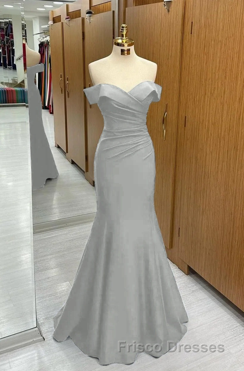 Long Navy Formal Prom Dress Mermaid Off-the-Shoulder Sweetheart Sleeveless