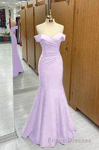 Long Navy Formal Prom Dress Mermaid Off-the-Shoulder Sweetheart Sleeveless
