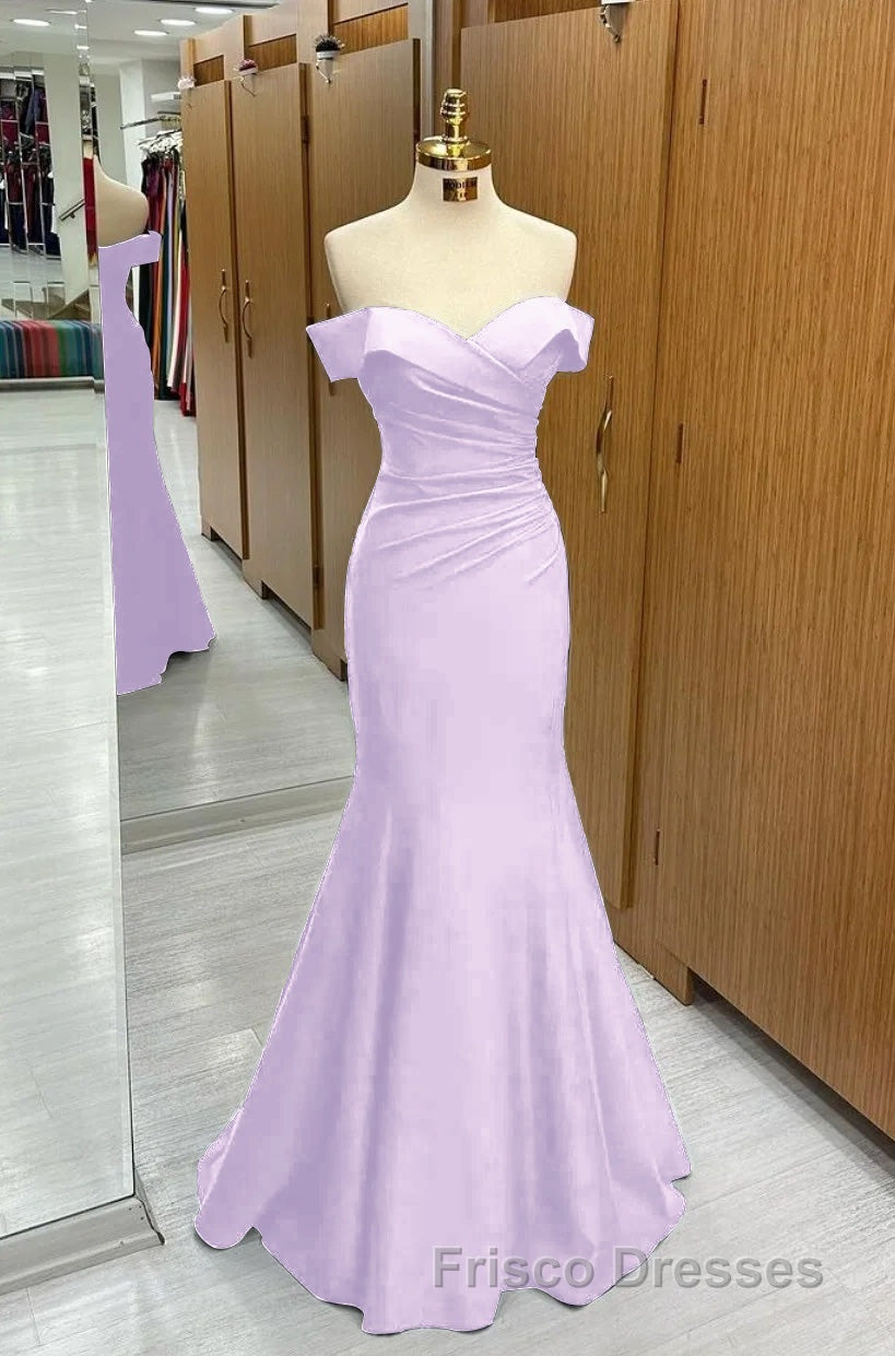 Long Navy Formal Prom Dress Mermaid Off-the-Shoulder Sweetheart Sleeveless